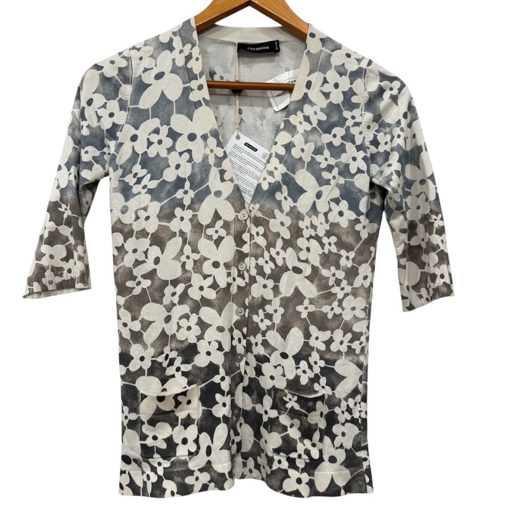 Cividini
Silk Cardigan Size 42 (US Small)‎ Stretch Floral Print Half Sleeve